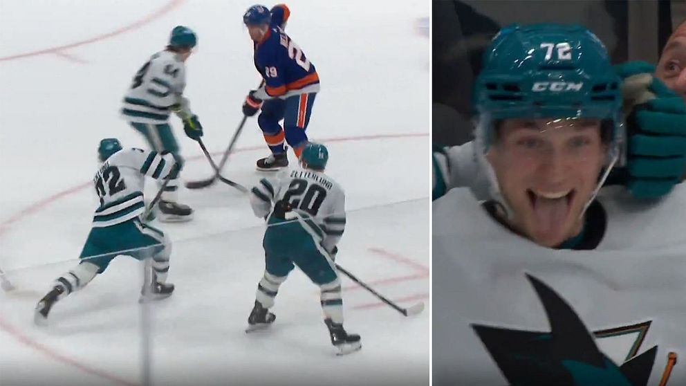 William Eklund avgjorde för San Jose Sharks,