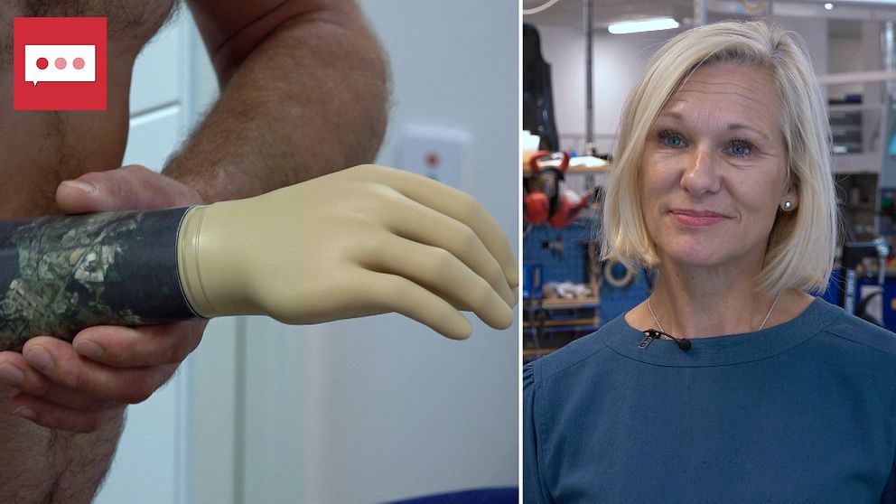 Handprotes och Louise Klevbo, verksamhetschef på Aktiv Ortopedteknik