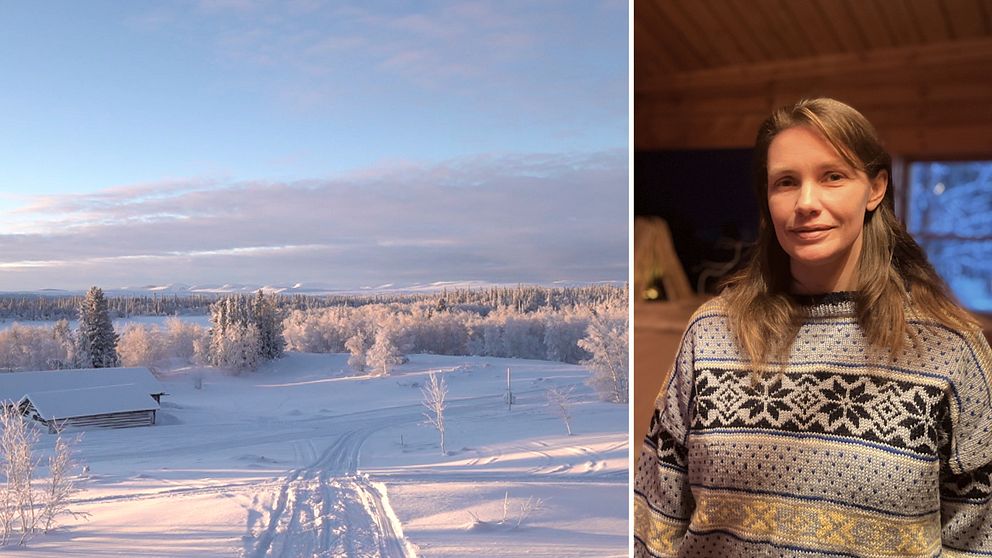 AnnKristin Solsten står i ett kapell som ligger på botten av fjället i Arådalen.