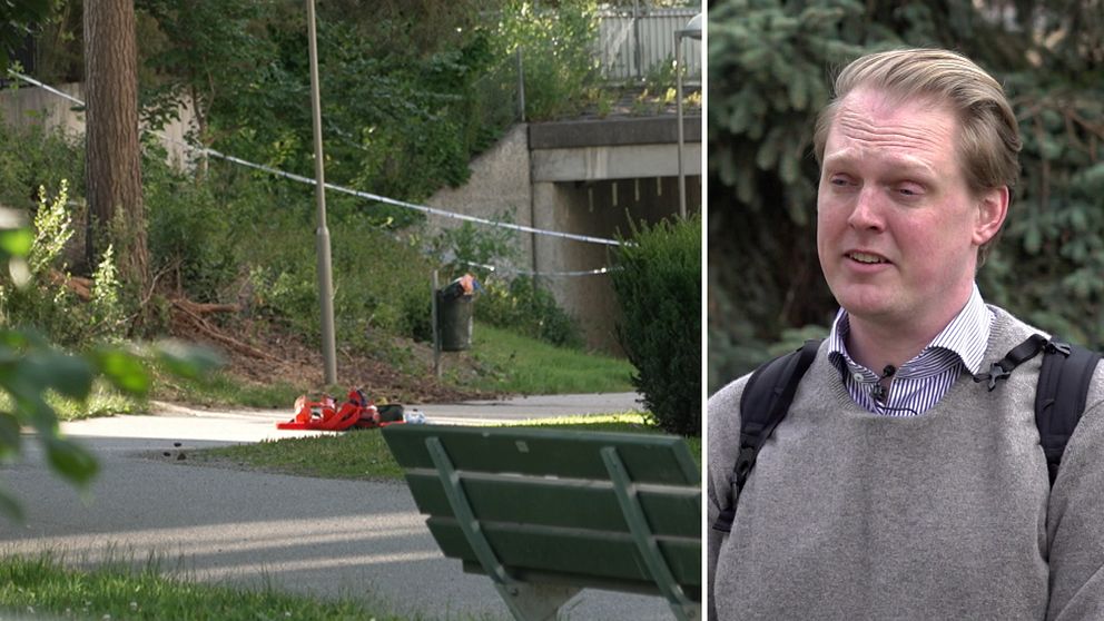 Mordplats i Bagarmossen, kammaråklagare Lukas Tigerstrand.