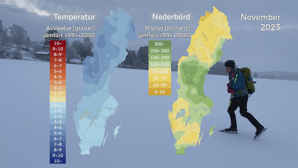 SVT:s meteorolog Per Stenborg sammanfattar det svenska novembervädret 2023 på en och en halv minut.