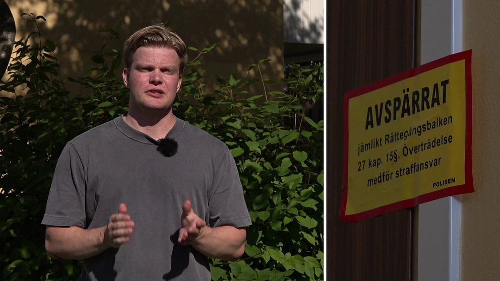 SVT:s reporter utanför bostaden där två kvinnor hittades avlidna