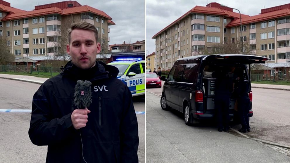 SVT:s reporter på plats i centrala Västerås efter att polisen  genomfört en insats med anledning av ett larm om grovt våldsbrott.