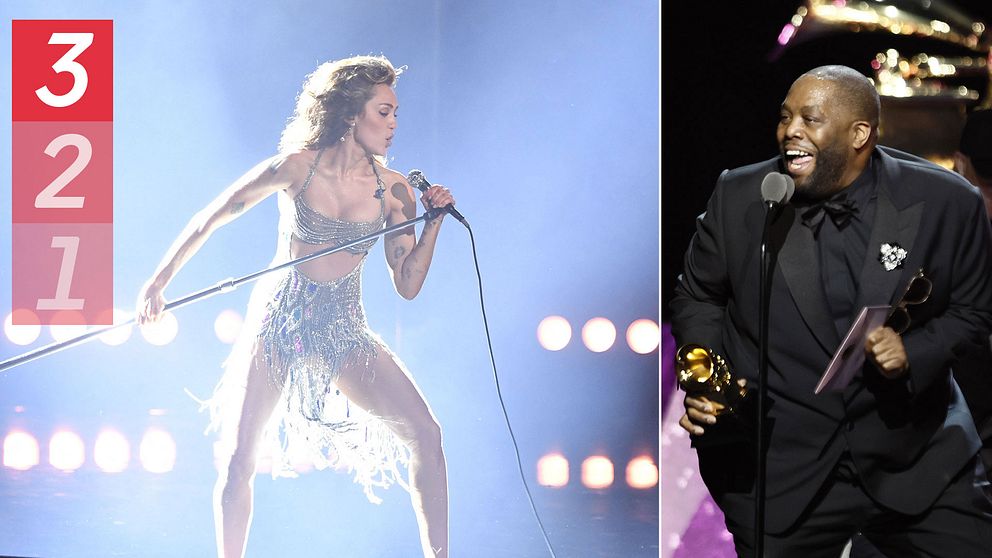 Miley Cyrus uppträder och Killer Mike tar emot pris för årets hiphopalbum.