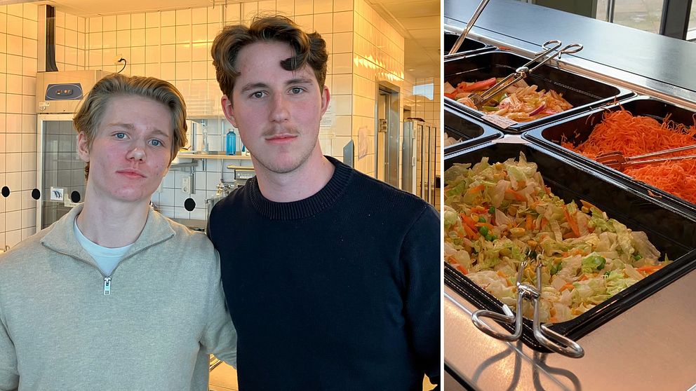 Två pojkar på Aranäsgymnasiet i Kungsbacka och en salladsbuffé