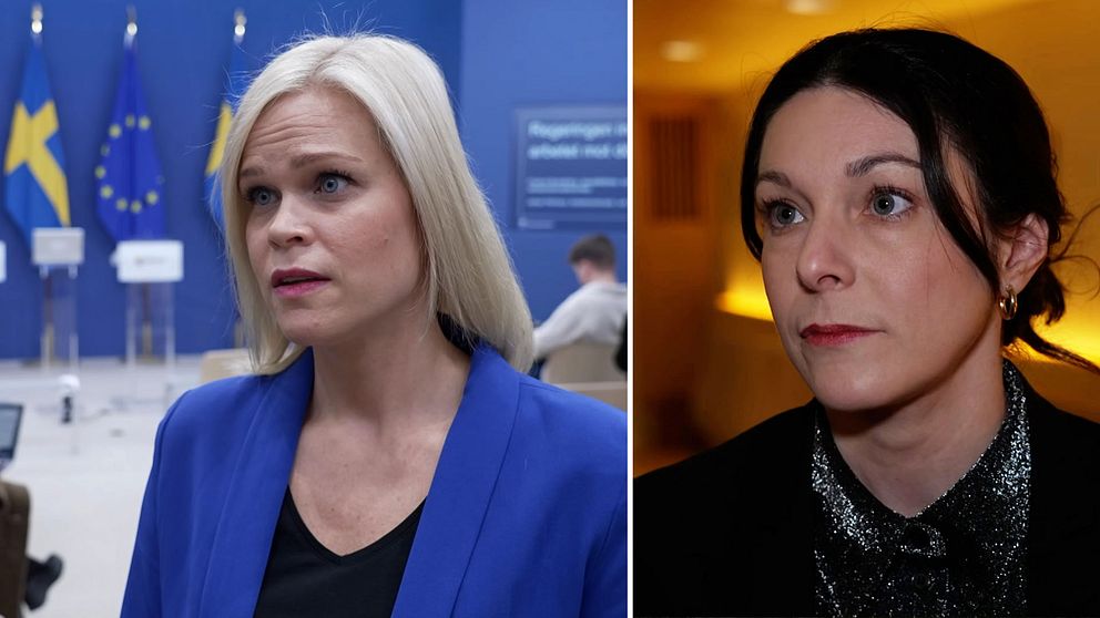 Till vänster: Jämstäldhetsminister och bitr'dande arbetsmarknadminister Paulina Brandberg (L). Till höger: Paulina Carvalho (S), vice ordförande i arbetsmarknadsutskottet.