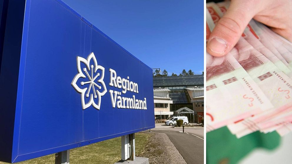 region värmland logga och bunt med 500-kronorssedlar