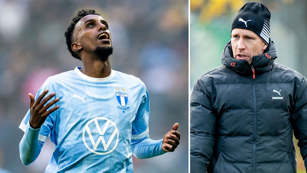 Malmö FF:s Taha Ali och tränare Henrik Rydström inför guldmatchen mellan Malmö FF och Elfsborg.