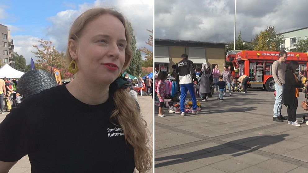 Clara Lundmark och familjen på folkfesten