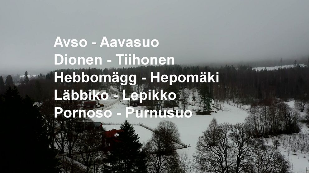 Exempel på svenska och finska ortsnamn
