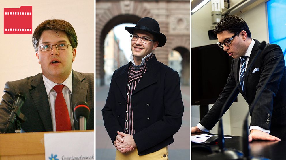 Flera olika bilder på Jimmie Åkesson från 2006 och framåt.