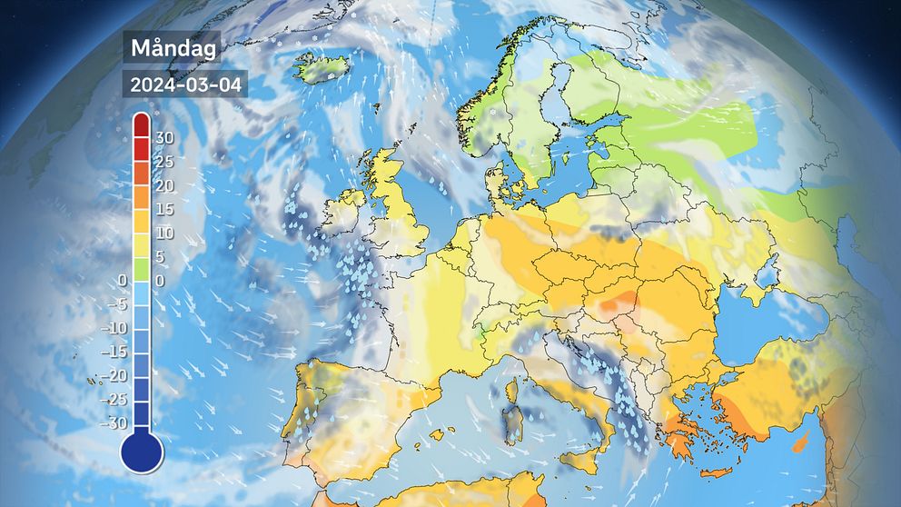 Väder för Europa kommande dagar