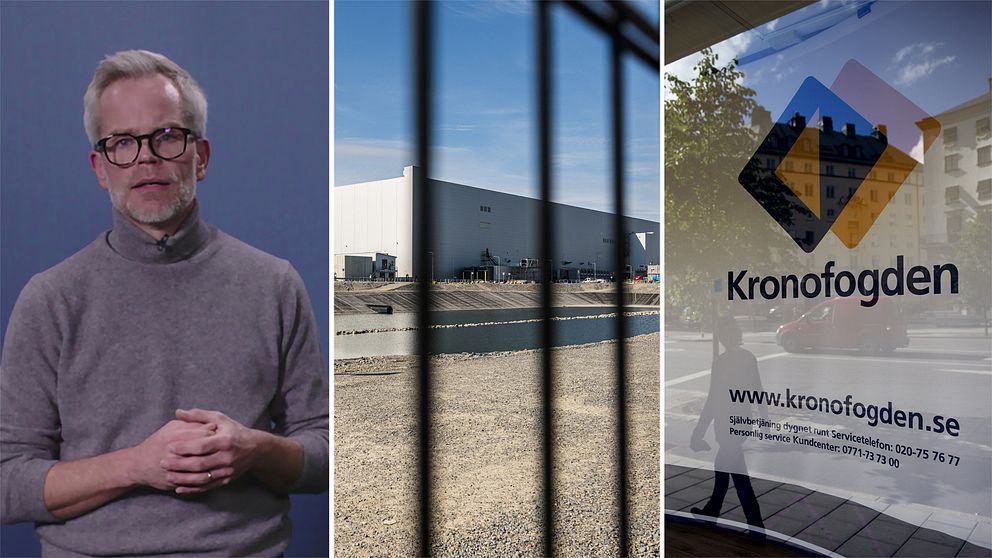 Bildsplitt på reporter Alexander Norén, Northvolt och kronofogden.