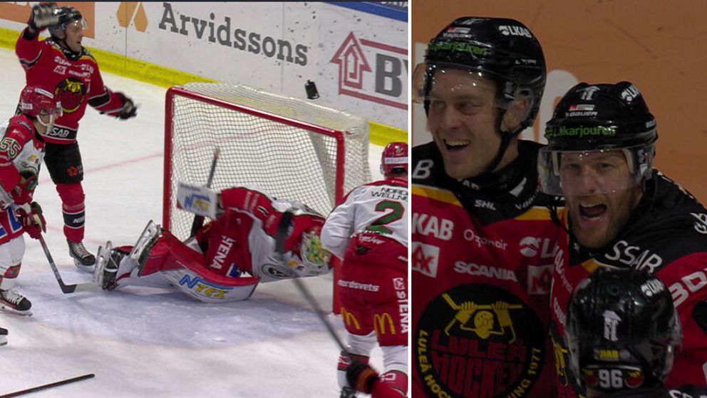 Linus Omark firar efter mål mot Frölunda.