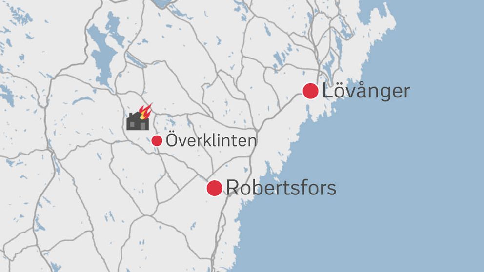 En kartbild över Robertsfors och Överklinten