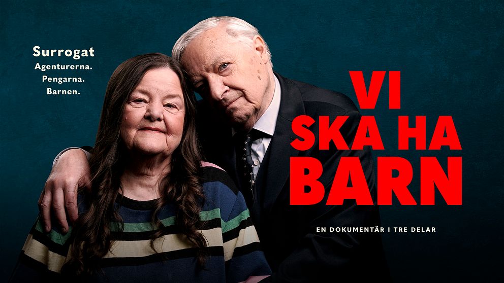 Ett äldre par och texten ”Vi ska ha barn”