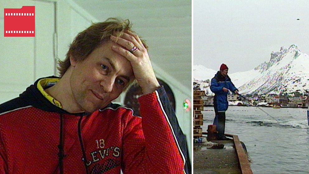 Två bilder från Lofoten när SVT besökte Lars Lerin där 1997.