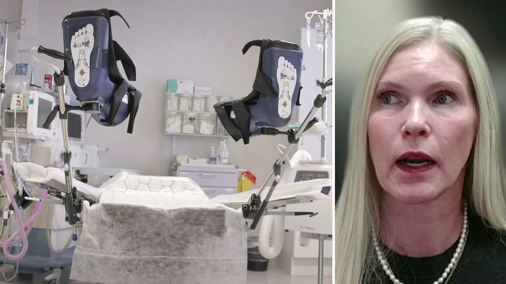 Delad bild. Till vänster: gynekologiskt undersökningsrum.