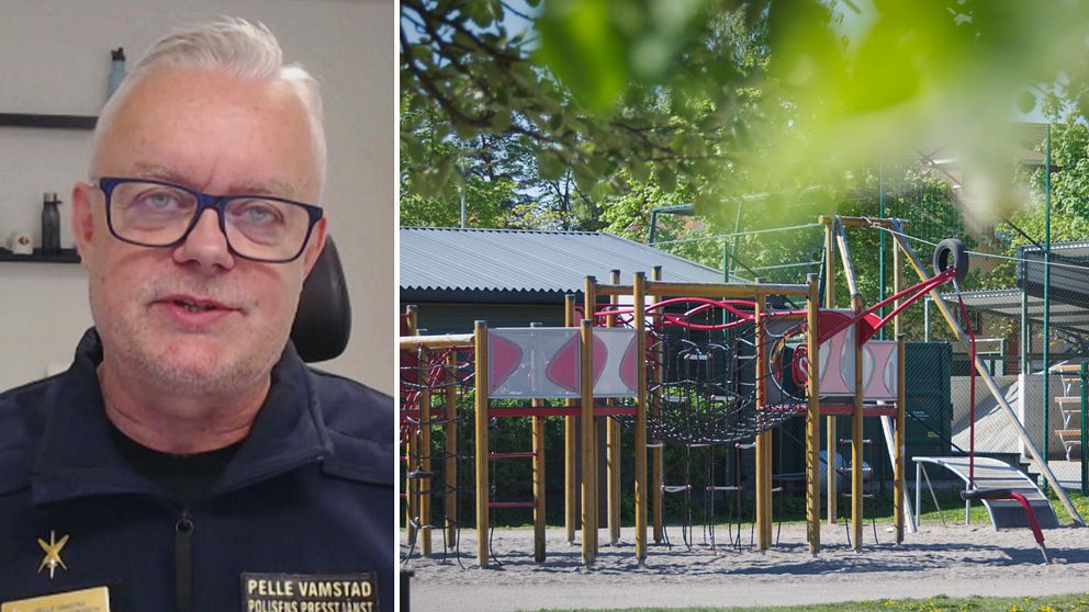 Pelle Vamstad och en bild på lekpark på Nya bruket i Sandviken.