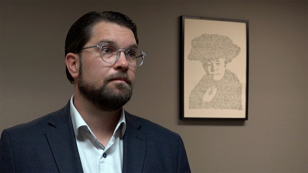 Poträttbild på Sverigedemokraternas partiledare Jimmie Åkesson (SD).