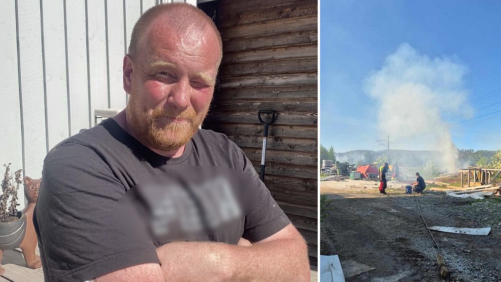 Tommy Hedin utanför sitt hus i Viskan i Sundsvalls kommun.