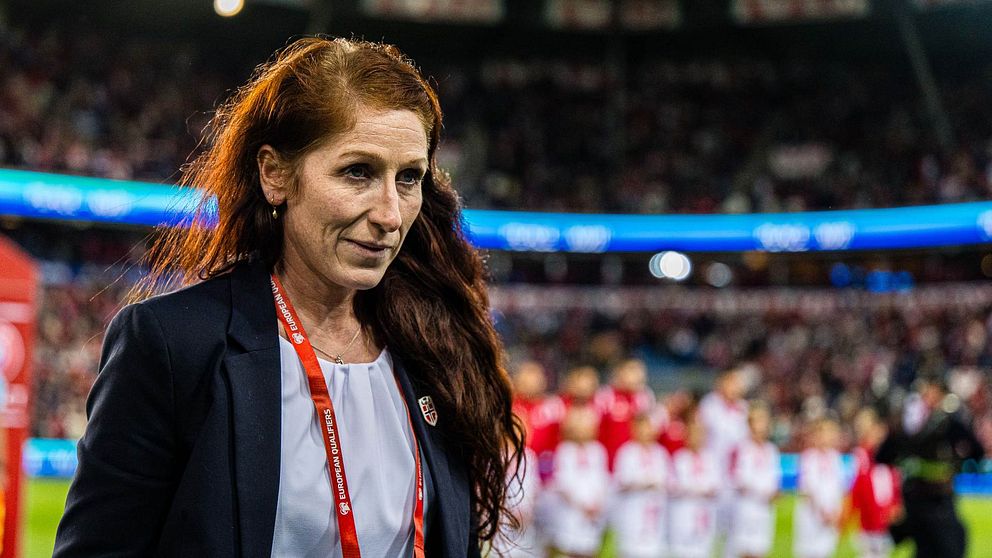 Lise Klaveness, president of the Norwegian Football Association (NFF), ahead of the UEFA Euro Qualifier football match between Norway and Georgia on September 12, 2023 in Oslo.