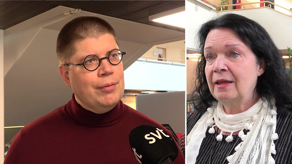 Kommunalråd Lars-Gunnar Nordlander (S) och oppositionsråd Karin Holmin (VH)