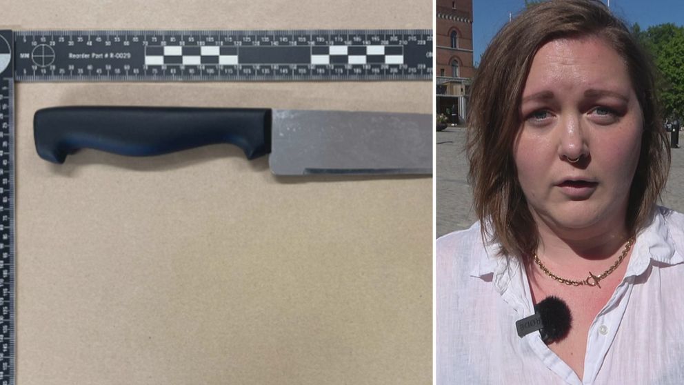 Beslagtagen kniv, SVT:s reporter Julija Sidner.
