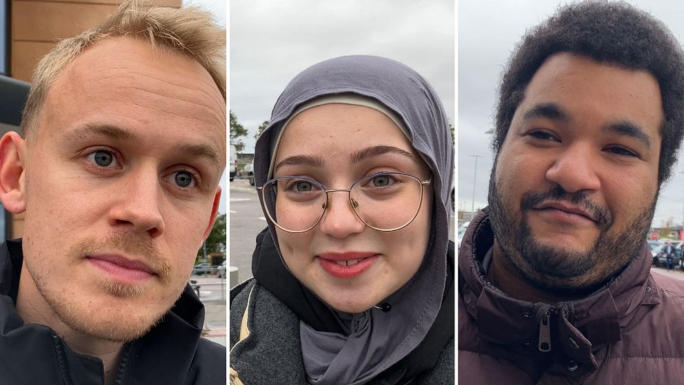 Dennis Jönsson Maya Kabalito Babacoucarr Jobe vid Halmstad utanför Hallarna
