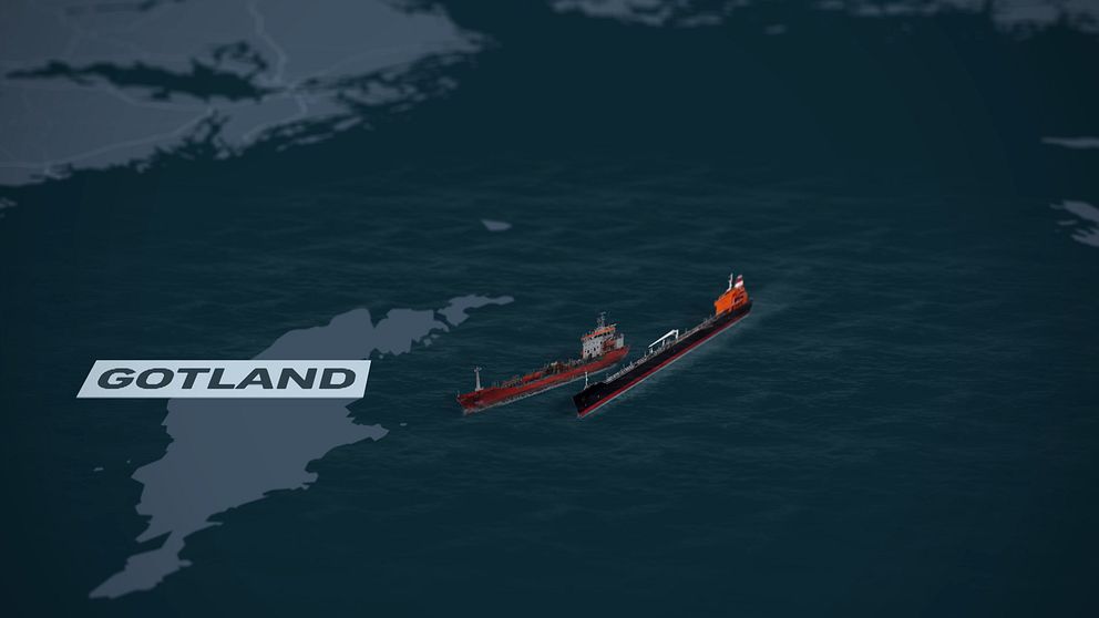 Karta över hur ryska tankers tankas utanför Gotland