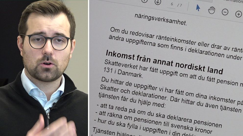 Bild på Skatteverkets deklarationssamordnare Jan Janowski och foto på deklarationshandlingar