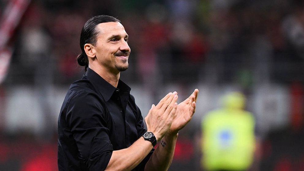 Zlatan Ibrahimovic under avtackningen i Milan som spelare våren 2023