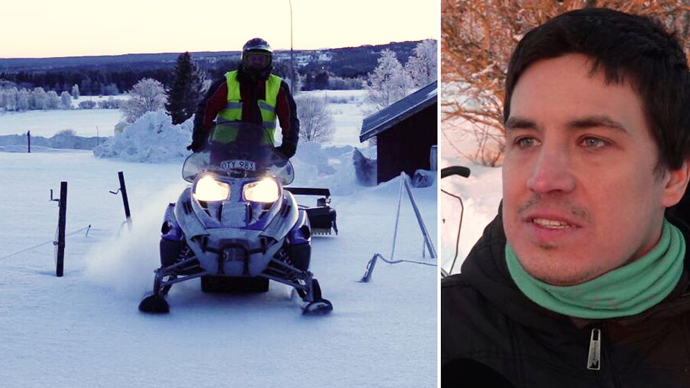 Skoteråkaren Tobias Bellman och en skoter.