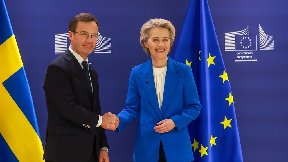 Statsminister Ulf Kristersson tillsammans med Europakommissionens ordförande Ursula von der Leyen.