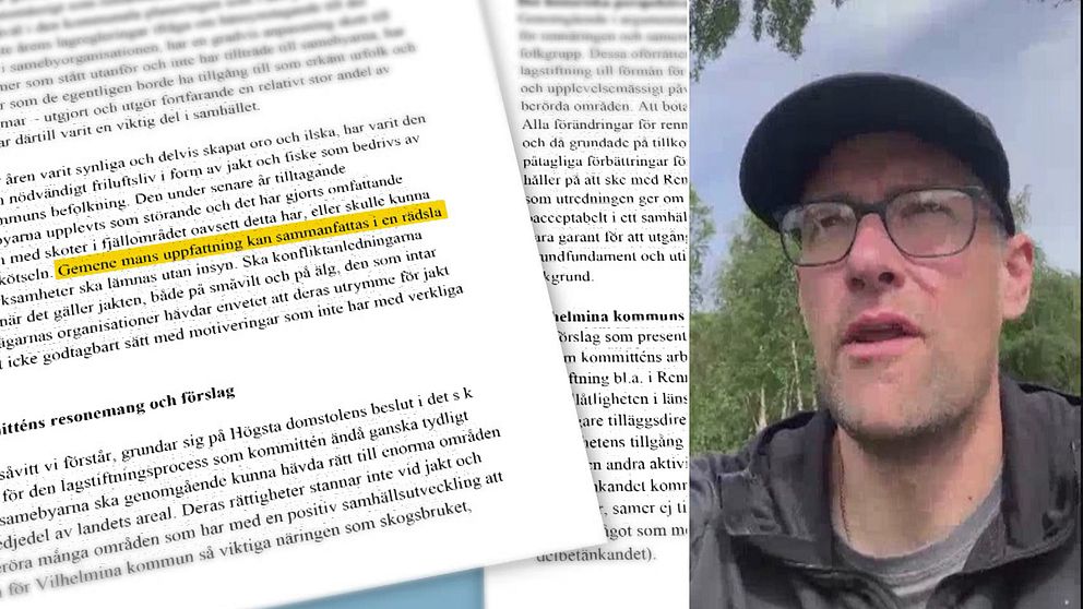 Utdrag ur Vilhelmina kommuns remissvar, till höger Mathias Blind, ordförande Vilhelmina södra sameby