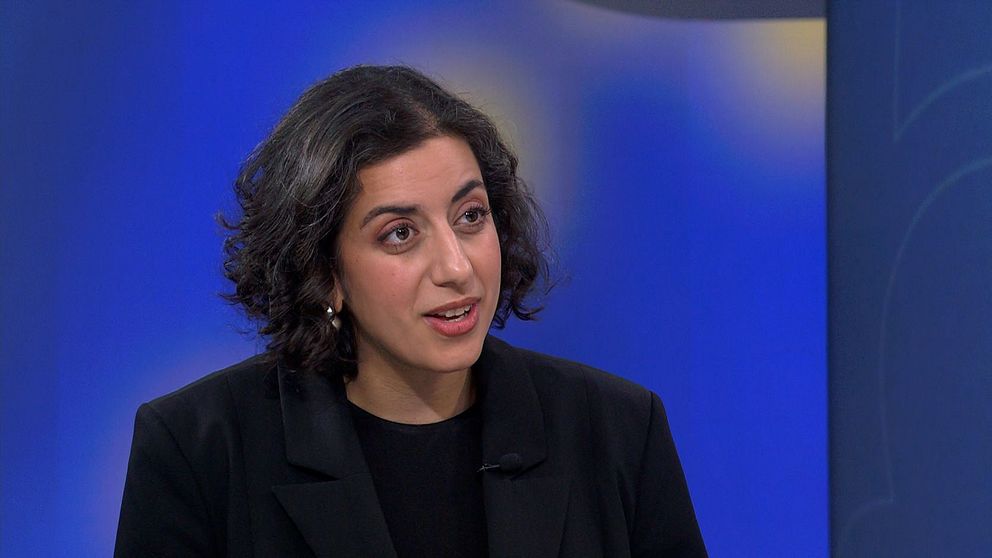 Simona Mohamsson (L) intervjuas i tv-studio om Liberalerna och SD:s krav inför valet.