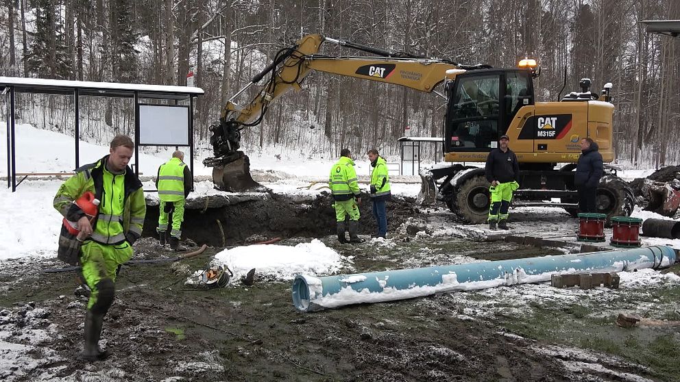 Stor vattenläcka i Finspång