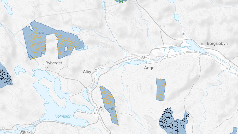 Tre områden i Ånge planerar RWE renewables vindkraftsparker. På Spångberget, Östavall och Långåsen.