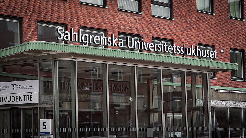 Entrén till Sahlgrenska universitetssjukhuset i Göteborg.