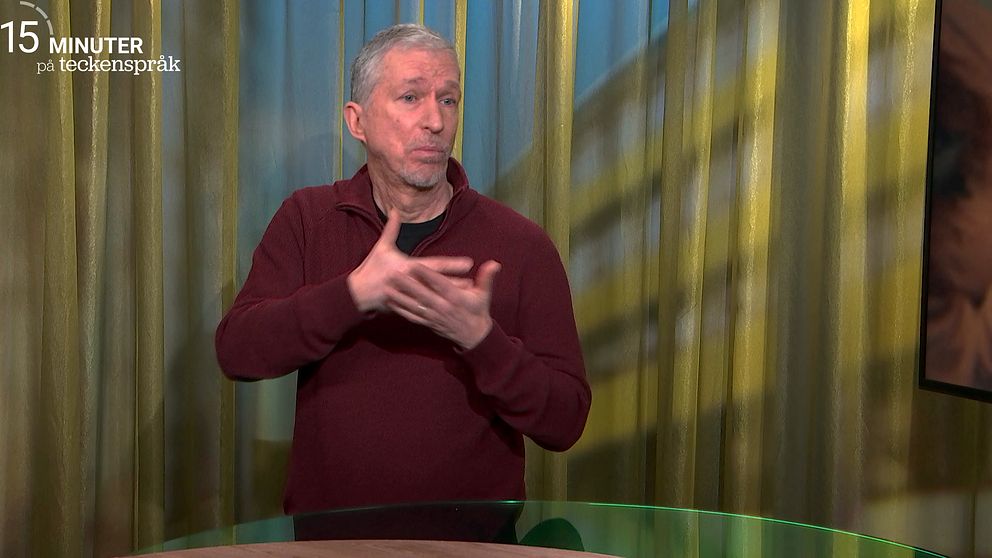 Tommy Lyxell tecknar ordet språk.