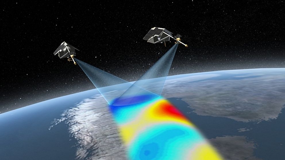 Grafisk bild av satelliter över Sverige