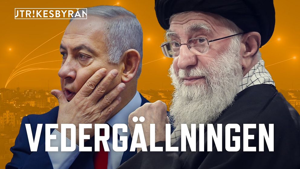 Bild på Benjamin Netanyahu och Ali Khamenei.