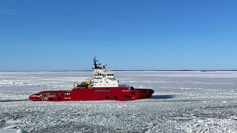 Isbrytaren Polar Circle provkörs i Bottenviken.