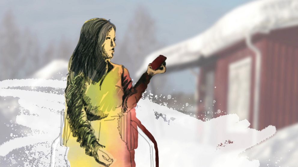 En teckning på flickan ”Maja” som har slutenvård på Sävastgården i Bode.