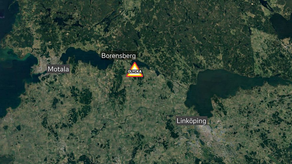 Trafikolycka på riksväg 34 utanför Borensberg, mellan Motala och Linköping.