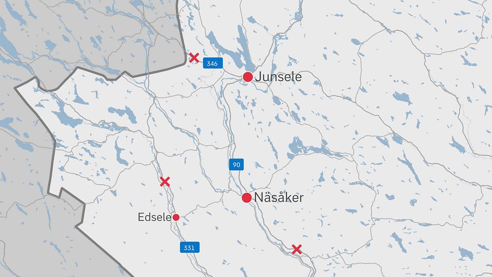 Flera utmarkerade fallna träd norr om Sollefteå