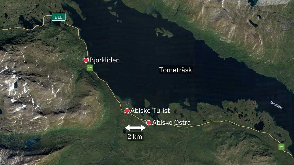 en satellitbild över Abisko-området