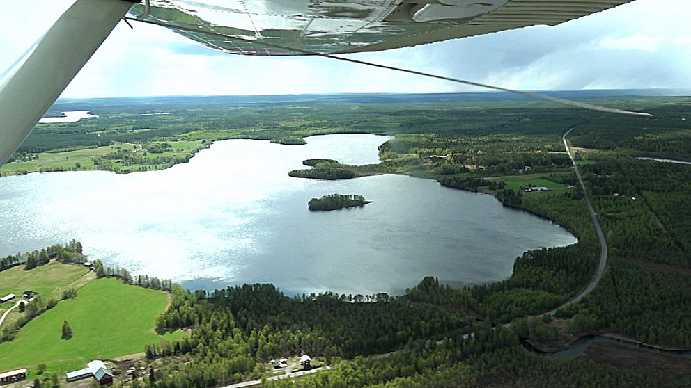 Vy över Kalix när Hemvärnet spanar från luften.
