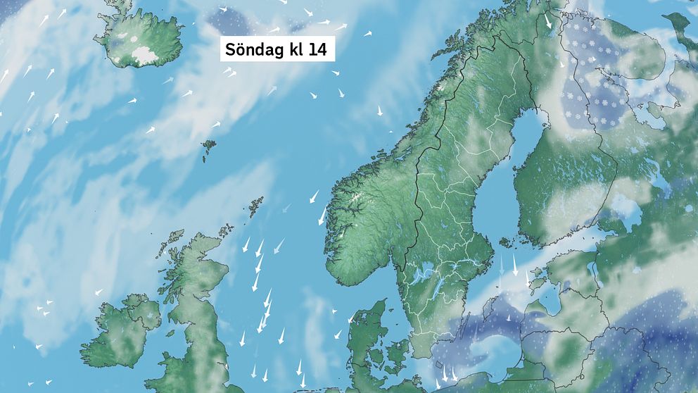 Väderkarta som visar väder i Sverige – prognos för i dag och kommande dagar.