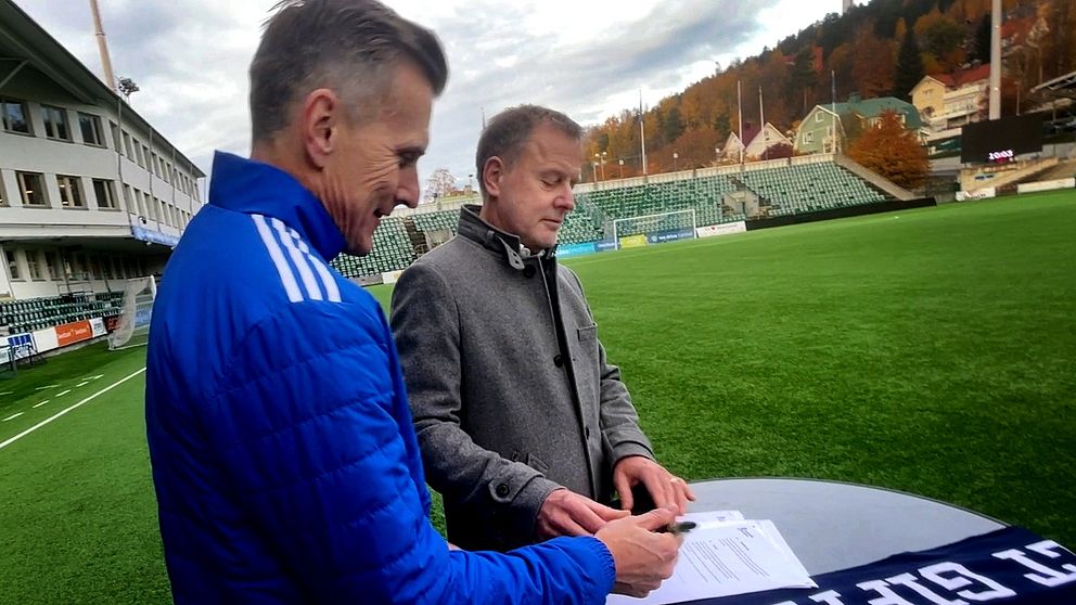 Idrottsparken Sundsvall Karl Ståhl, klubbchef Gif Sundsvall och Björn Wigge, näringslivschef Sundsvalls kommun